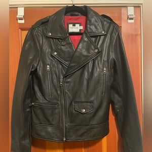 Topman Men’s Leather Biker Jacket Black Small